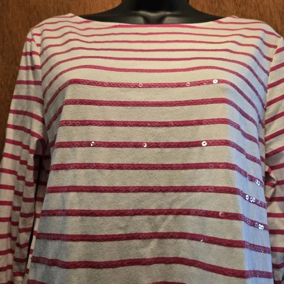 J.j Collectibles white & pink/red stripped t-shirt szM - Picture 5 of 8